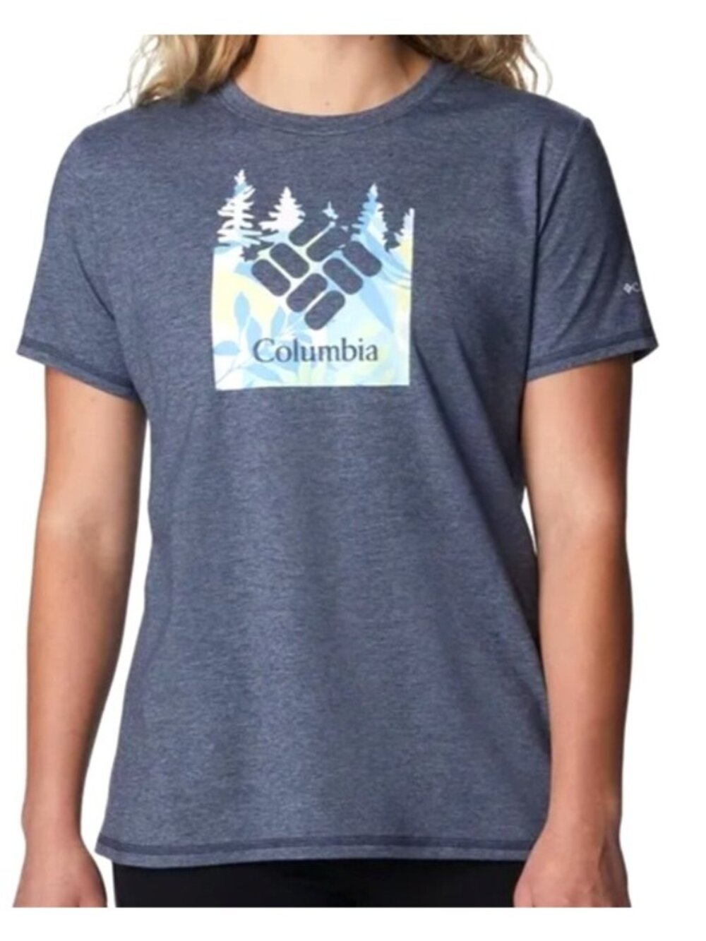 Columbia Women's Omni-Shade‎ Graphic Tee SZ Small Navy Blue Outdoor Adventure